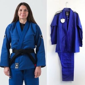 New Women's Jiu Jitsu Gi Kimono Pants 2 pc blue jacket martial arts white belt